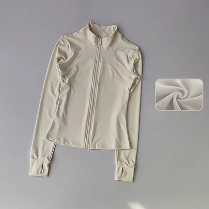 Yoga Suit Women'S High-End Standing Collar Long Sleeved Sports Jacket Running Training Fitness Top Windproof Running Suit
