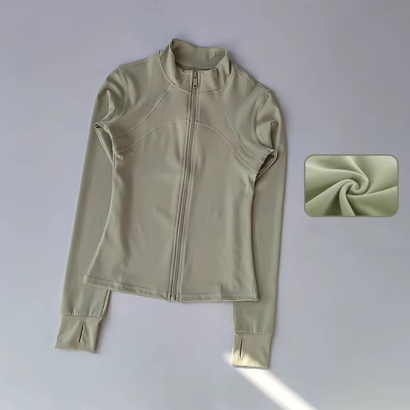 Yoga Suit Women'S High-End Standing Collar Long Sleeved Sports Jacket Running Training Fitness Top Windproof Running Suit