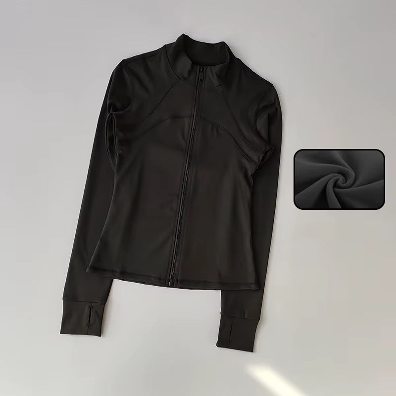 Yoga Suit Women'S High-End Standing Collar Long Sleeved Sports Jacket Running Training Fitness Top Windproof Running Suit